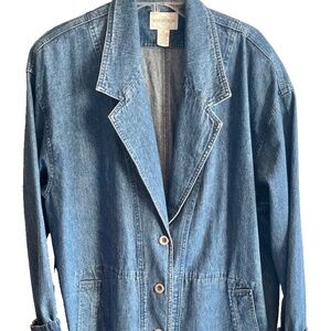 Women Vintage NORDSTROM Demin LONG Trench Coat